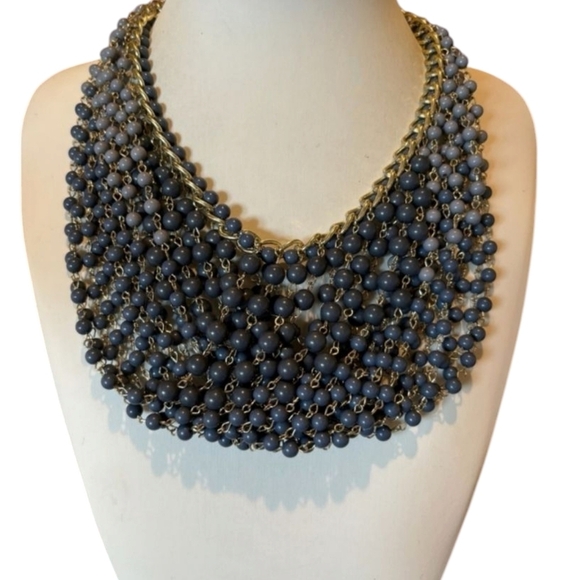 Gold plated cuban link chain with dangling graduated color jasper roundbeads - Picture 1 of 10